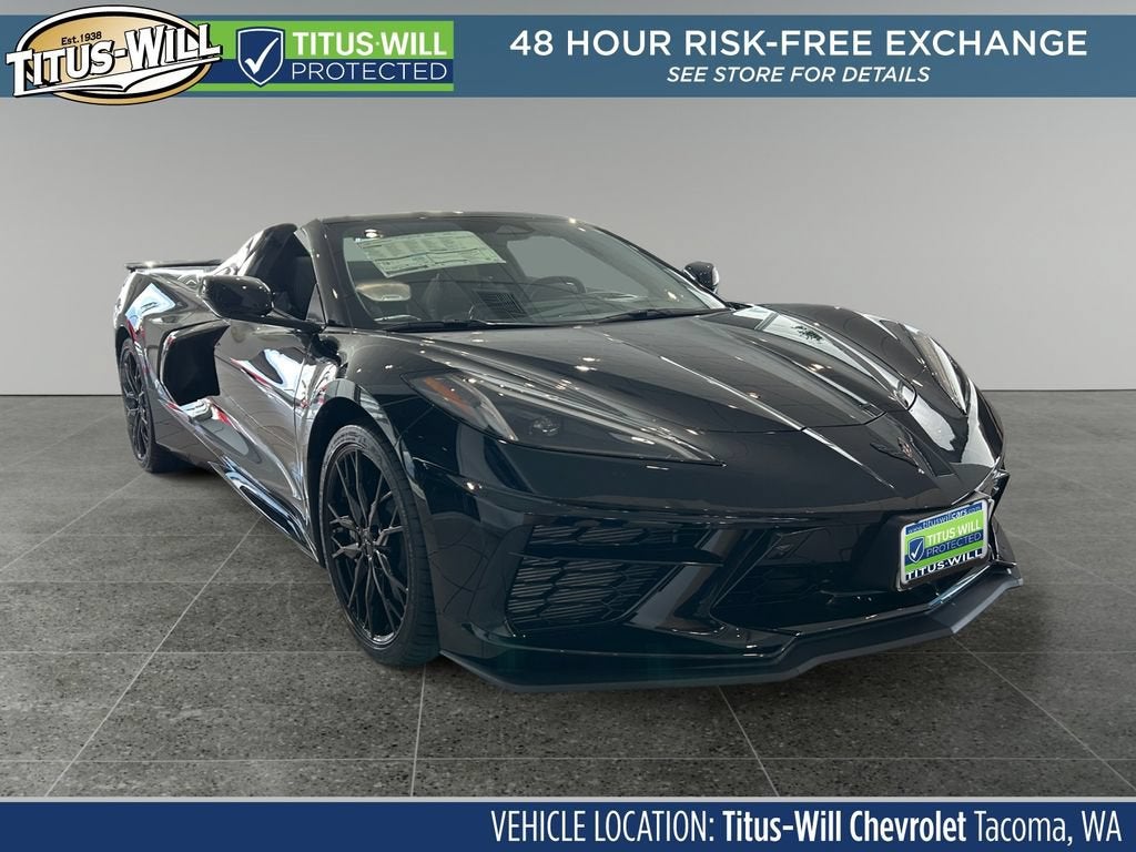 2026 Chevrolet Corvette Stingray 3LT in Black — front three-quarter view