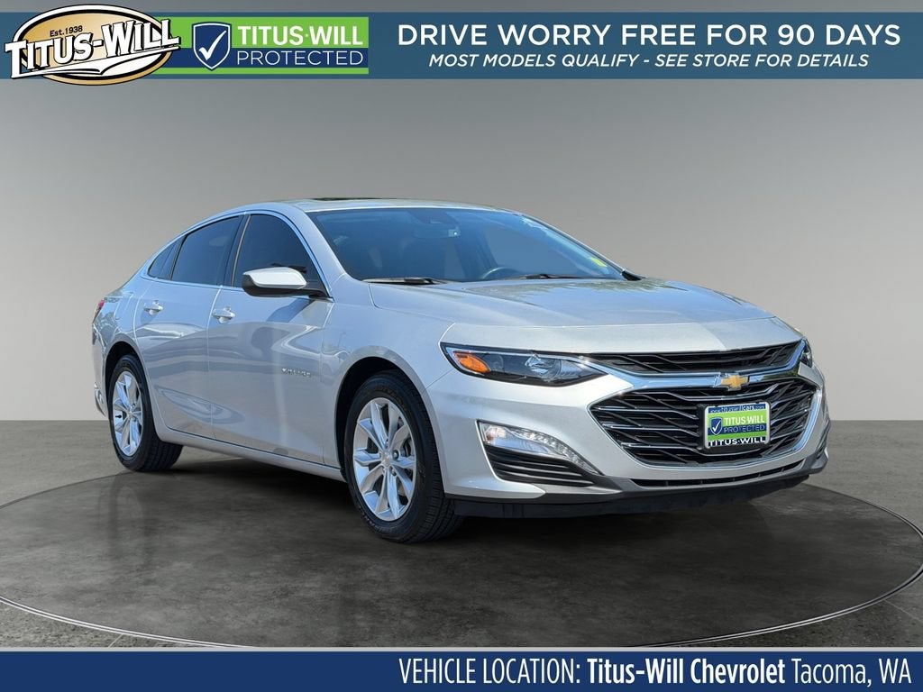 2022 Chevrolet Malibu LT in Silver Ice Metallic — front three-quarter view