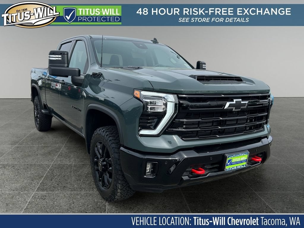 2026 Chevrolet Silverado 3500 HD LTZ in Cypress Gray — front three-quarter view