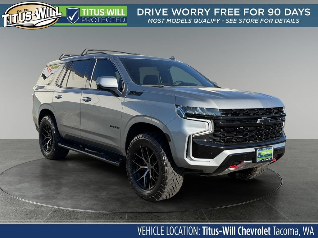 2023 Chevrolet Tahoe Z71 in Sterling Gray Metallic — front three-quarter view