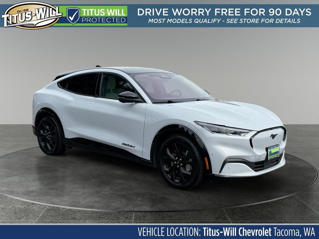 2023 Ford Mustang Mach-E Premium in White — front three-quarter view