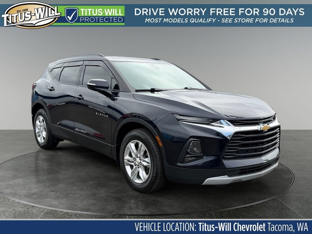 2021 Chevrolet Blazer LT in Midnight Blue Metallic — front three-quarter view