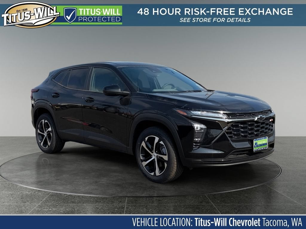 2026 Chevrolet Trax 1RS in Mosaic Black Metallic — front three-quarter view
