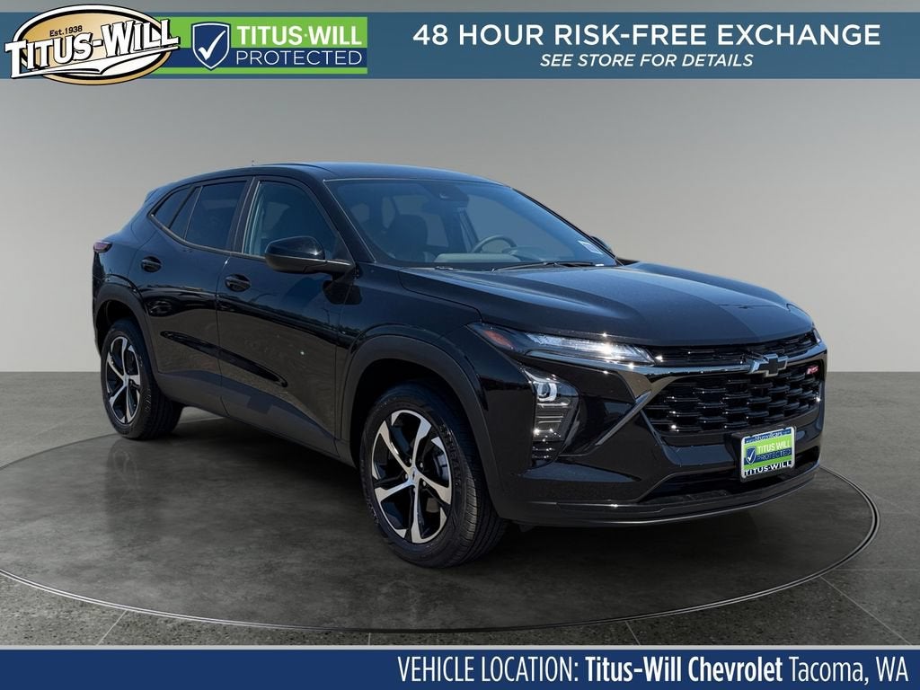 2026 Chevrolet Trax 1RS in Mosaic Black Metallic — front three-quarter view