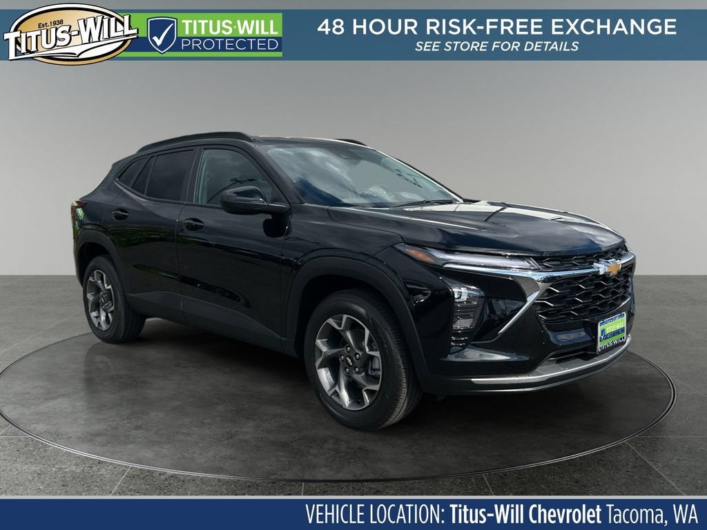 2026 Chevrolet Trax LT in Mosaic Black Metallic — front three-quarter view