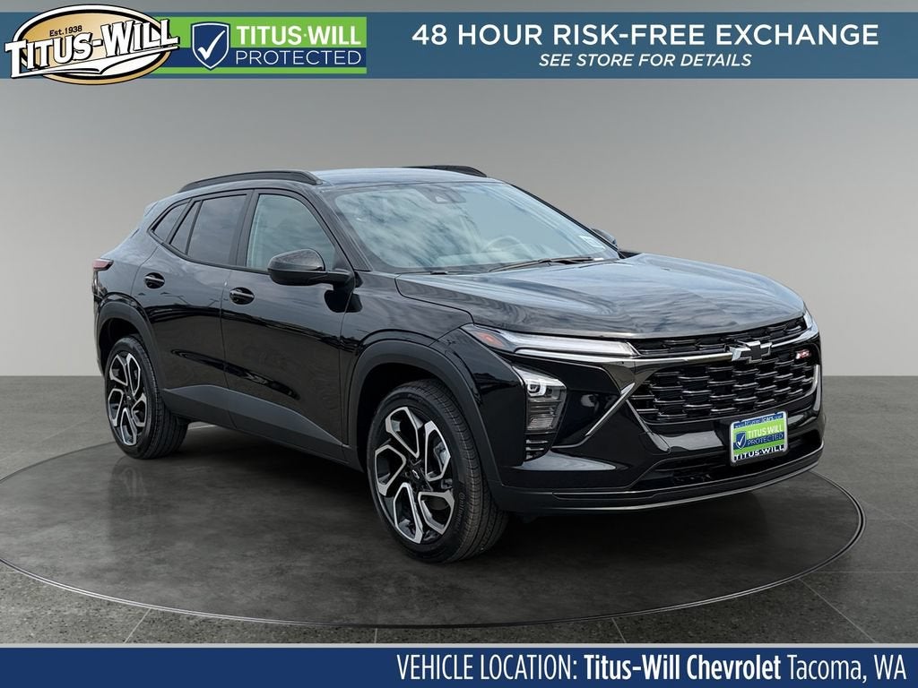 2026 Chevrolet Trax 2RS in Mosaic Black Metallic — front three-quarter view