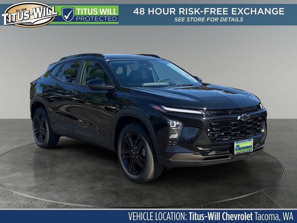 2026 Chevrolet Trax ACTIV in Mosaic Black Metallic — front three-quarter view