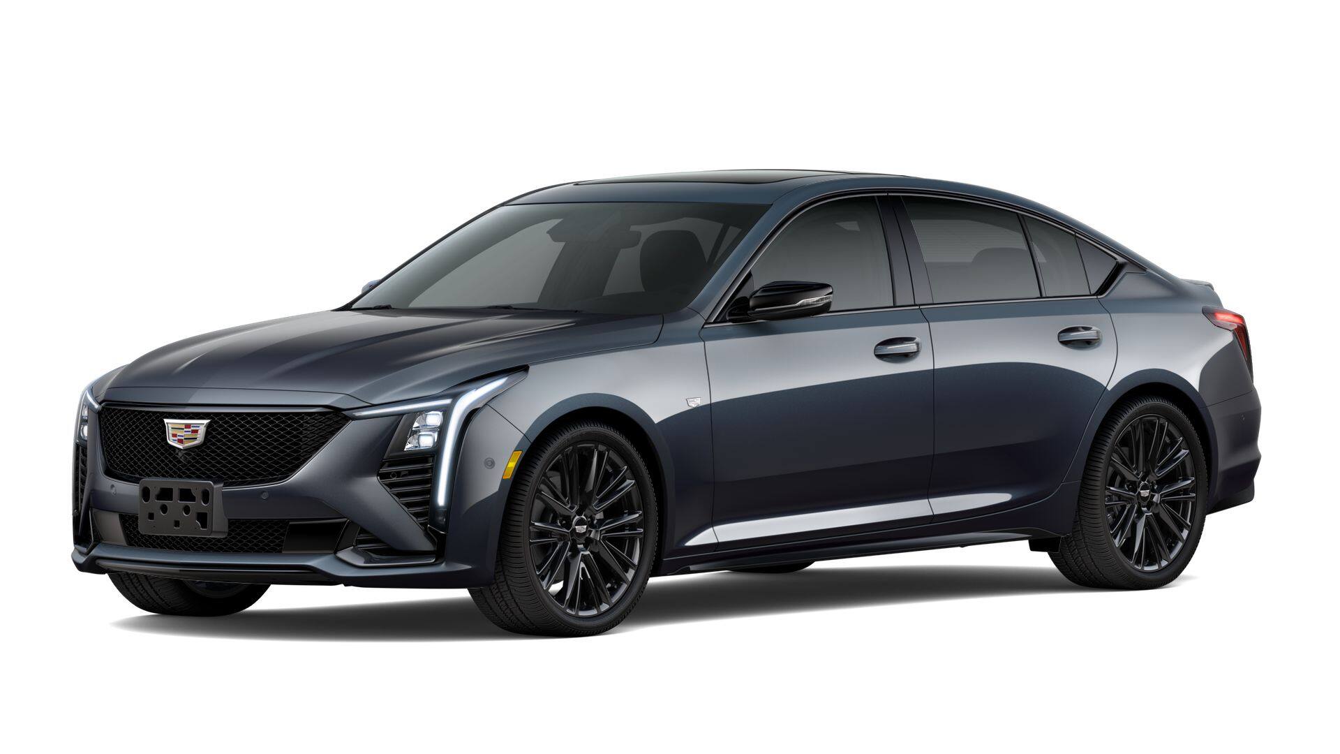 2026 Cadillac CT5 Sport in Deep Space Metallic — front three-quarter view