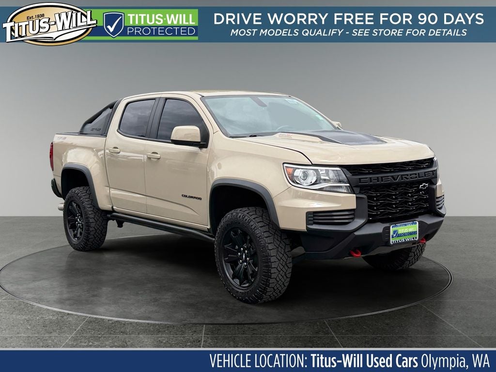 2021 Chevrolet Colorado ZR2 in Sand Dune Metallic — front three-quarter view