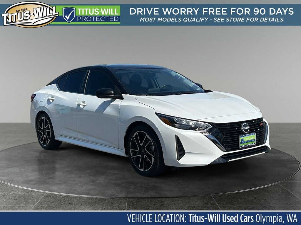 2024 Nissan Sentra SR in Aspen White Tricoat/Super Black — front three-quarter view
