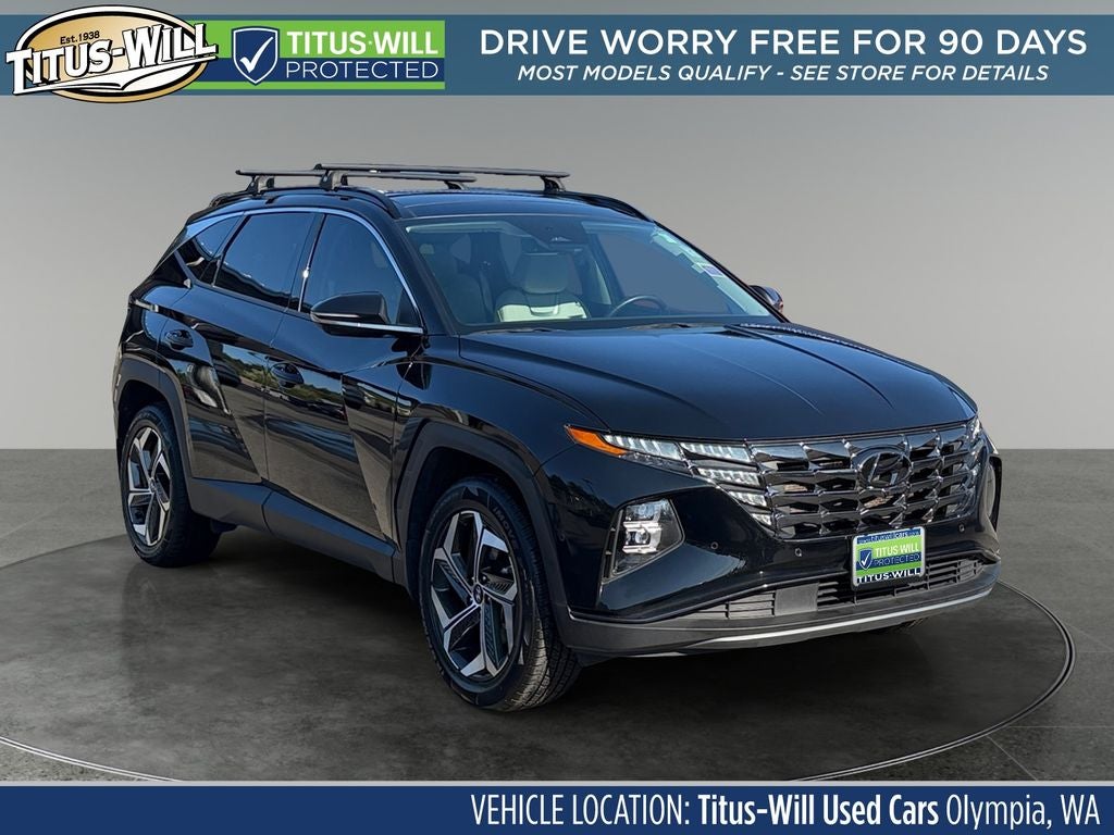2022 Hyundai Tucson Limited in Phantom Black — front three-quarter view
