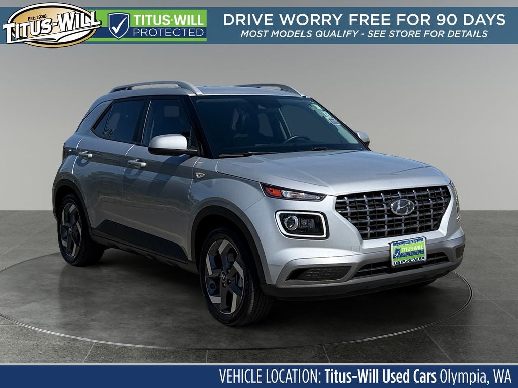 2021 Hyundai Venue SEL in Stellar Silver — front three-quarter view