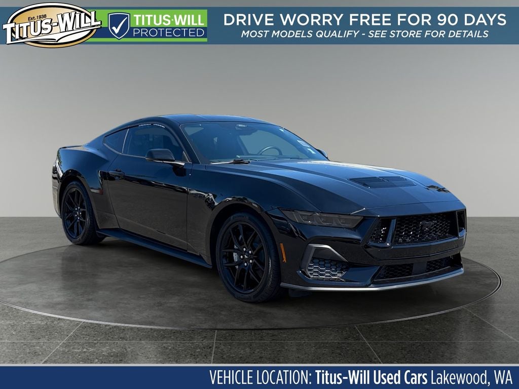 2025 Ford Mustang GT Premium in Shadow Black — front three-quarter view