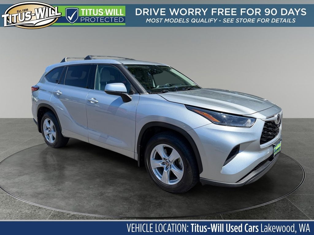 2021 Toyota Highlander L in Celestial Silver Metallic — front three-quarter view