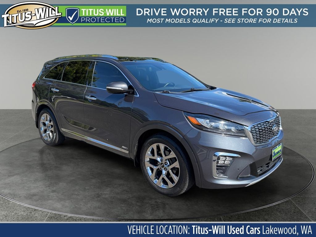 2019 Kia Sorento SX Limited in Platinum Graphite — front three-quarter view