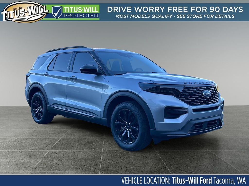 2023 Ford Explorer ST-Line in Iconic Silver Metallic — front three-quarter view