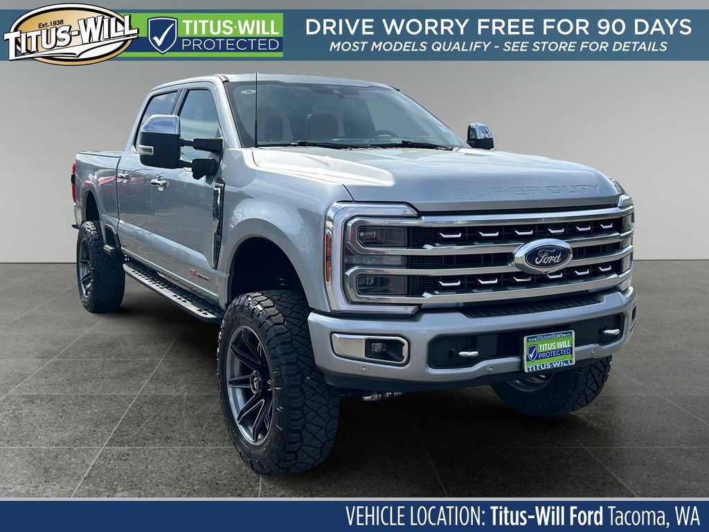 2024 Ford F-350SD Platinum in Silver — front three-quarter view