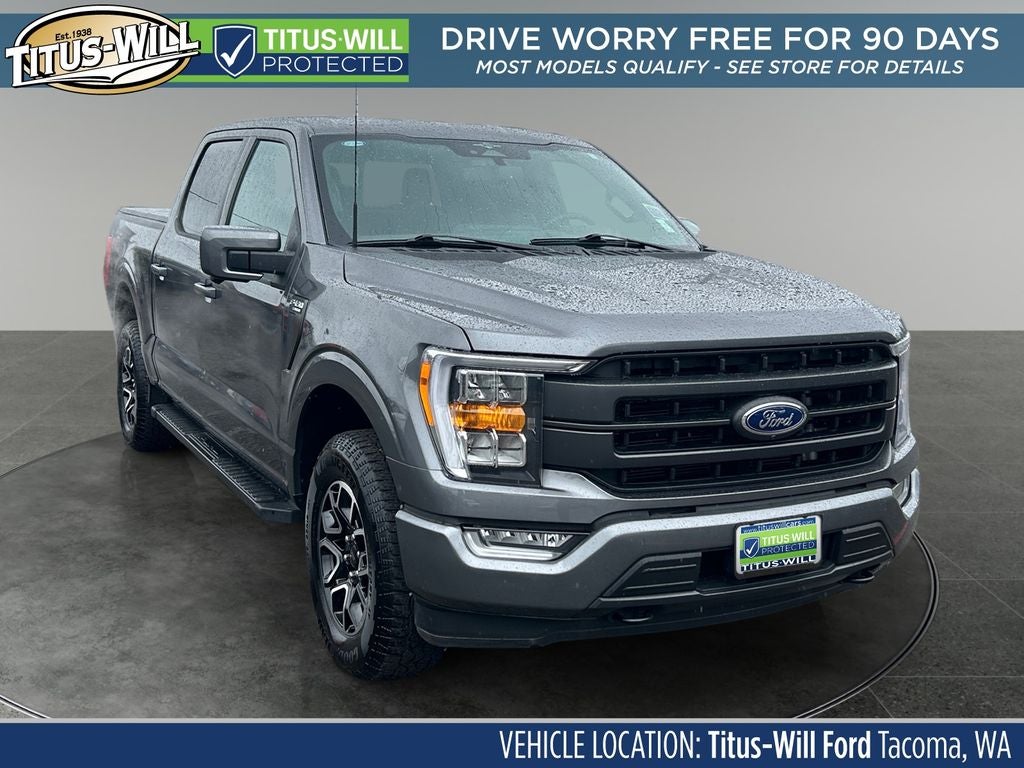 2023 Ford F-150 Lariat in Gray Metallic — front three-quarter view