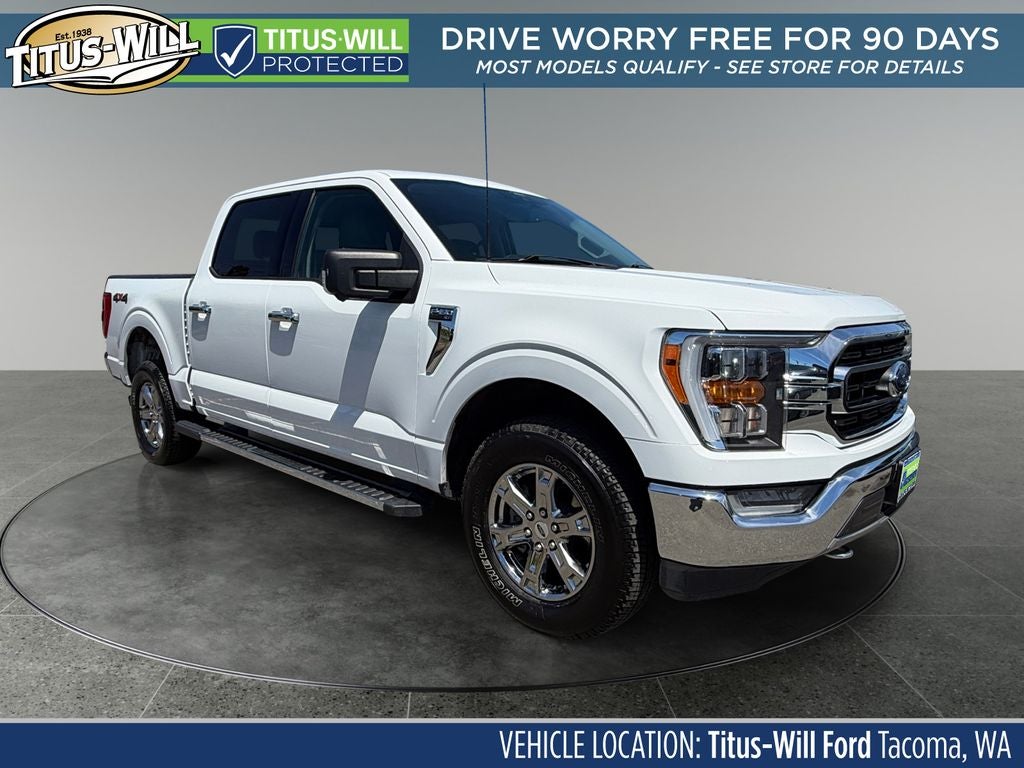 2021 Ford F-150 XLT in Oxford White — front three-quarter view
