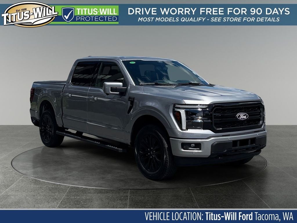 2026 Ford F-150 Lariat in Iconic Silver Metallic — front three-quarter view