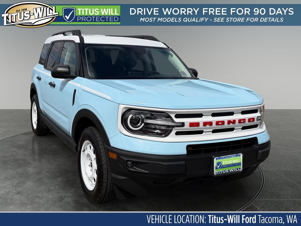 2024 Ford Bronco Sport Heritage in Blue — front three-quarter view