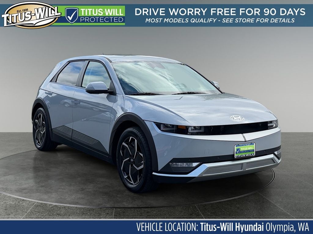 2024 Hyundai IONIQ 5 SEL in Cyber Gray — front three-quarter view