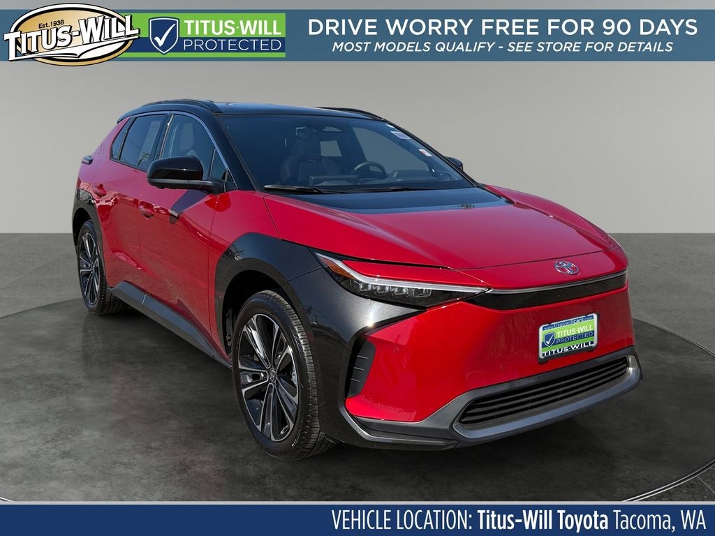 2023 Toyota bZ4X Limited in Supersonic Red With — front three-quarter view