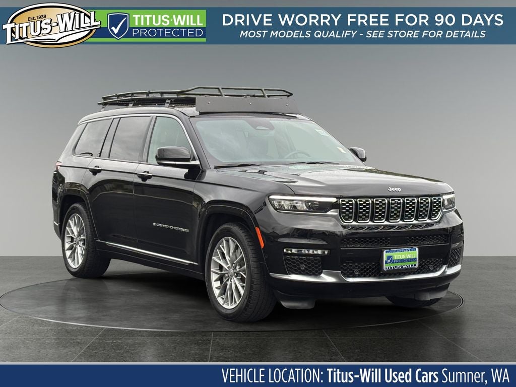 2023 Jeep Grand Cherokee L Summit in Diamond Black — front three-quarter view