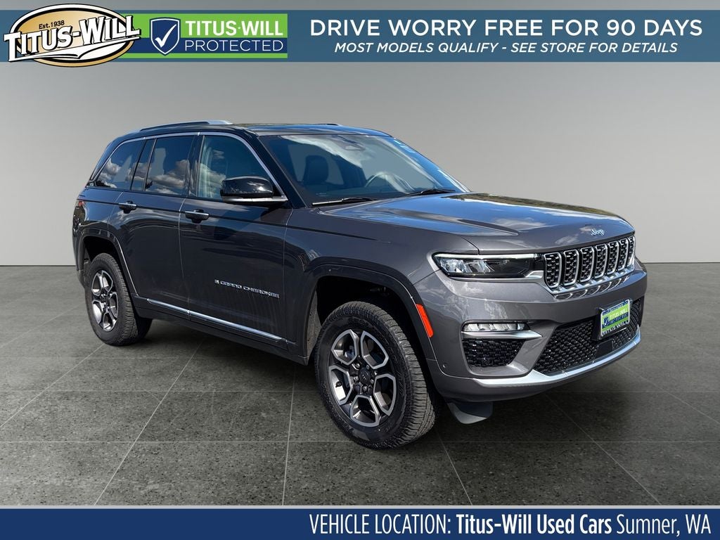 2022 Jeep Grand Cherokee Summit 4xe in Gray Metallic — front three-quarter view