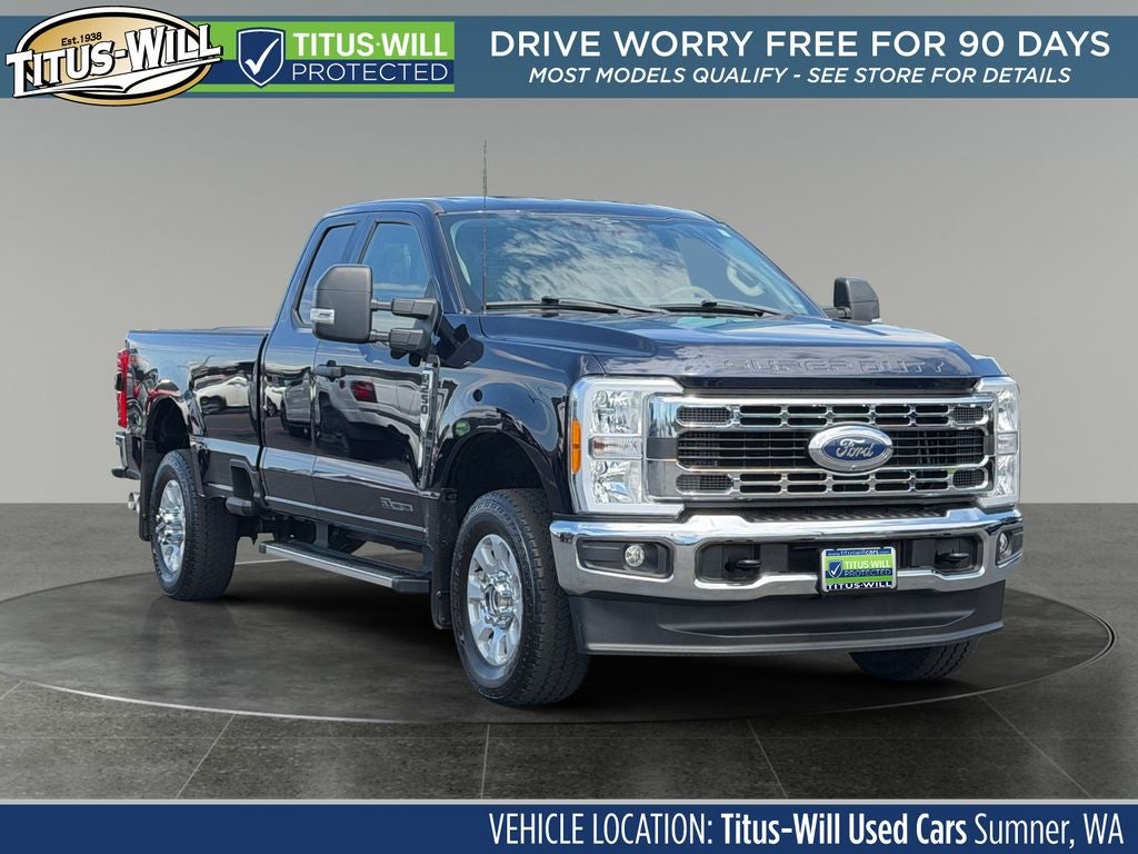 2023 Ford F-250SD XLT in Blue Metallic — front three-quarter view