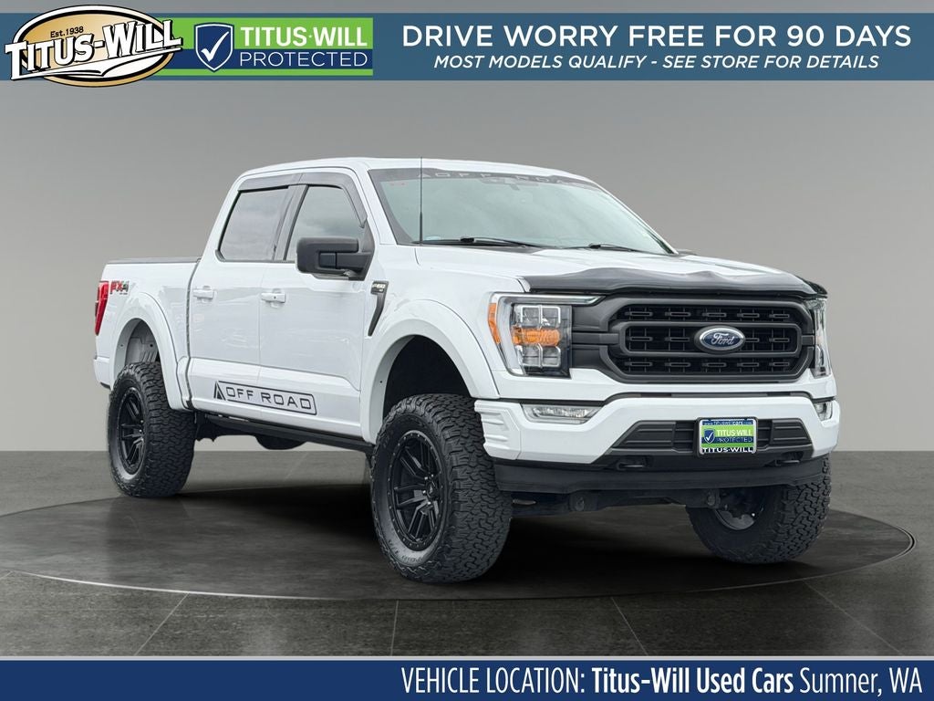 2021 Ford F-150 XLT Lifted w/ Wheel & Tire Package in Oxford White — front three-quarter view