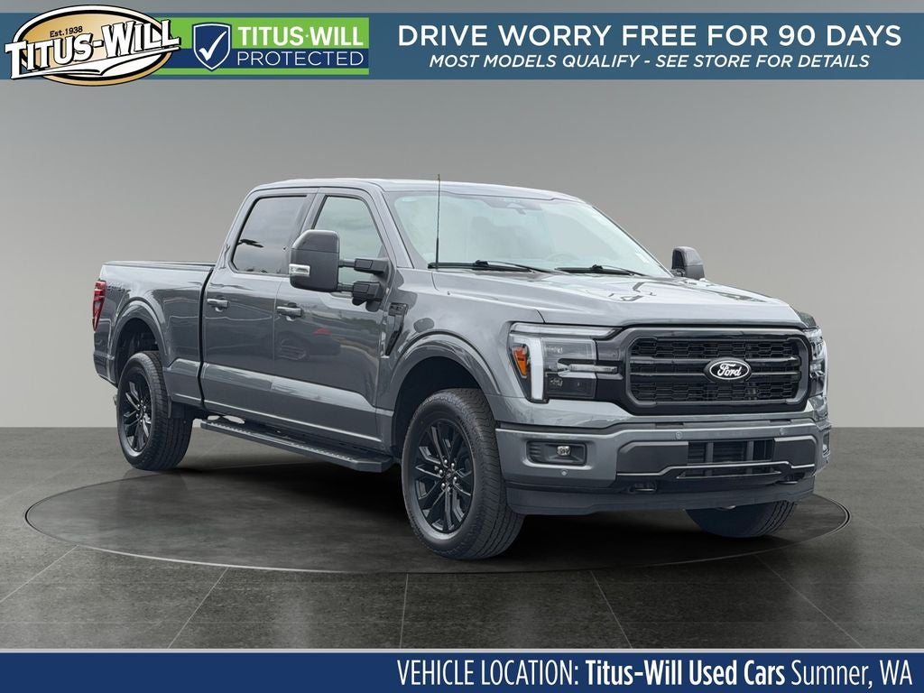 2026 Ford F-150 Lariat in Gray — front three-quarter view