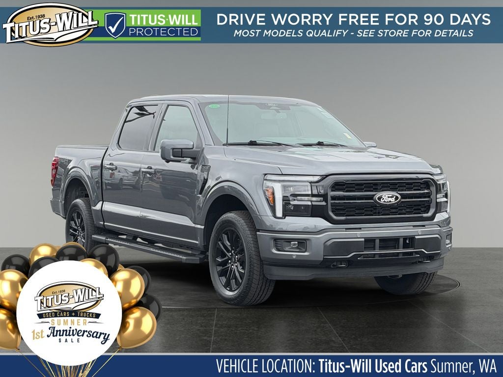 2026 Ford F-150 Lariat in Gray — front three-quarter view