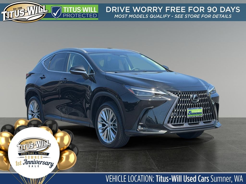 2024 Lexus NX 350h Luxury in Caviar — front three-quarter view