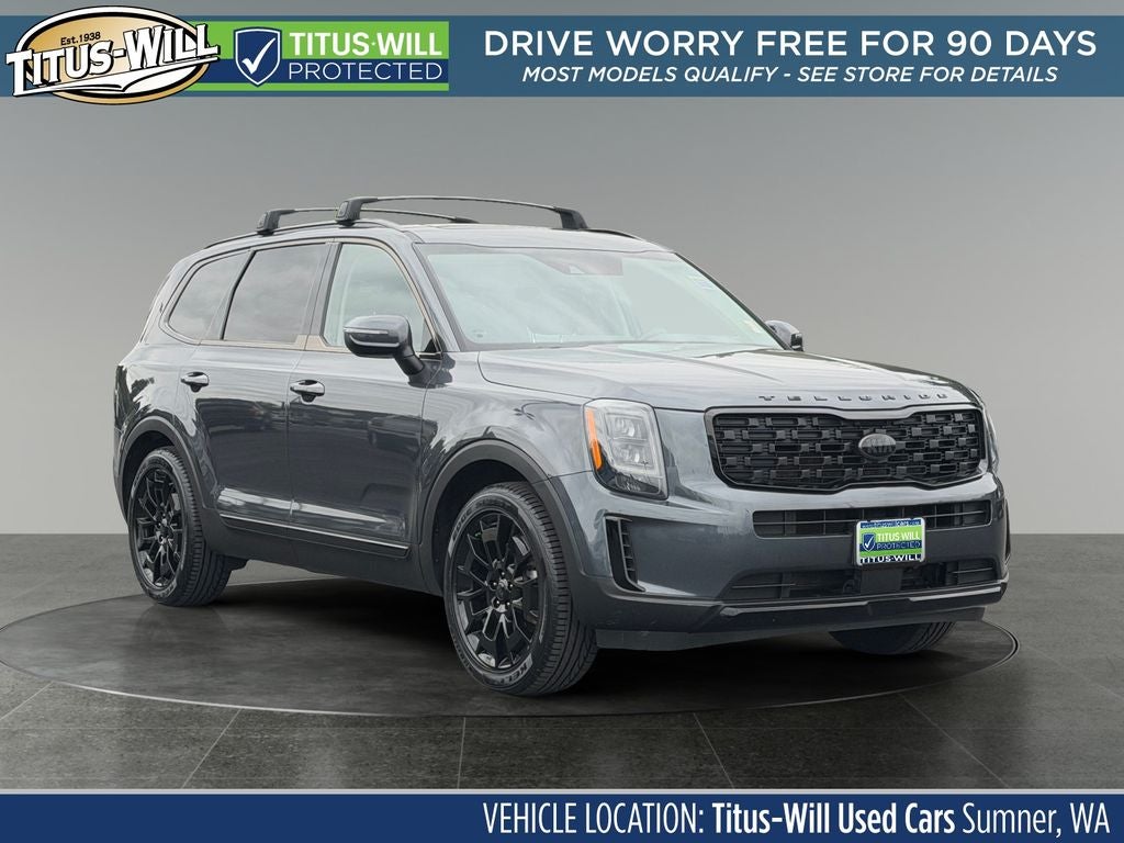 2021 Kia Telluride EX in Grey — front three-quarter view