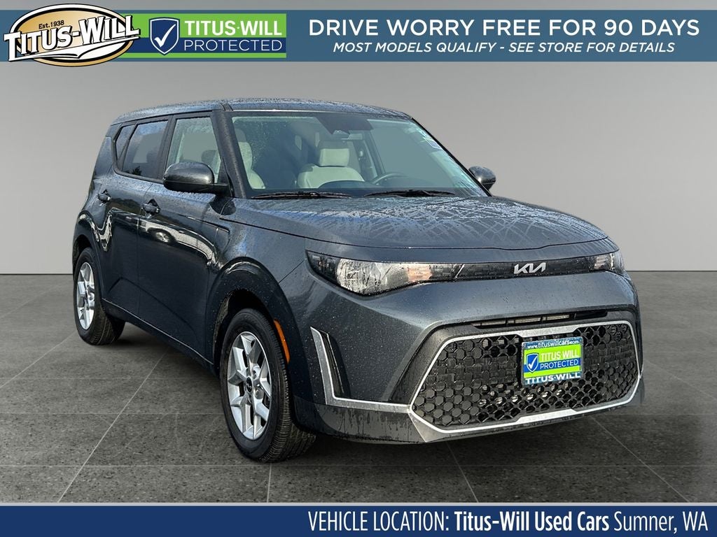 2025 Kia Soul LX in Gray — front three-quarter view