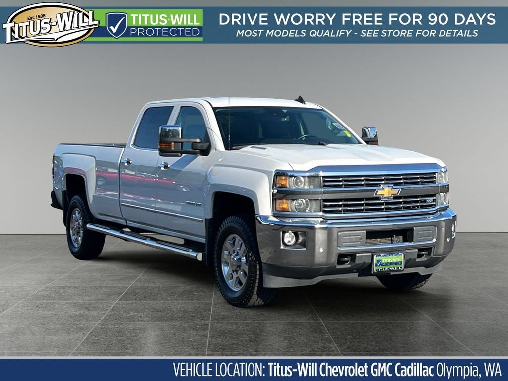 2015 Chevrolet Silverado 2500 HD LTZ in Summit White — front three-quarter view