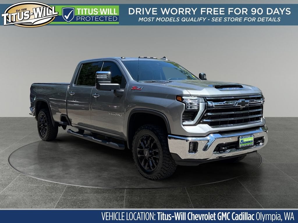 2025 Chevrolet Silverado 3500 HD LTZ in Sterling Gray Metallic — front three-quarter view