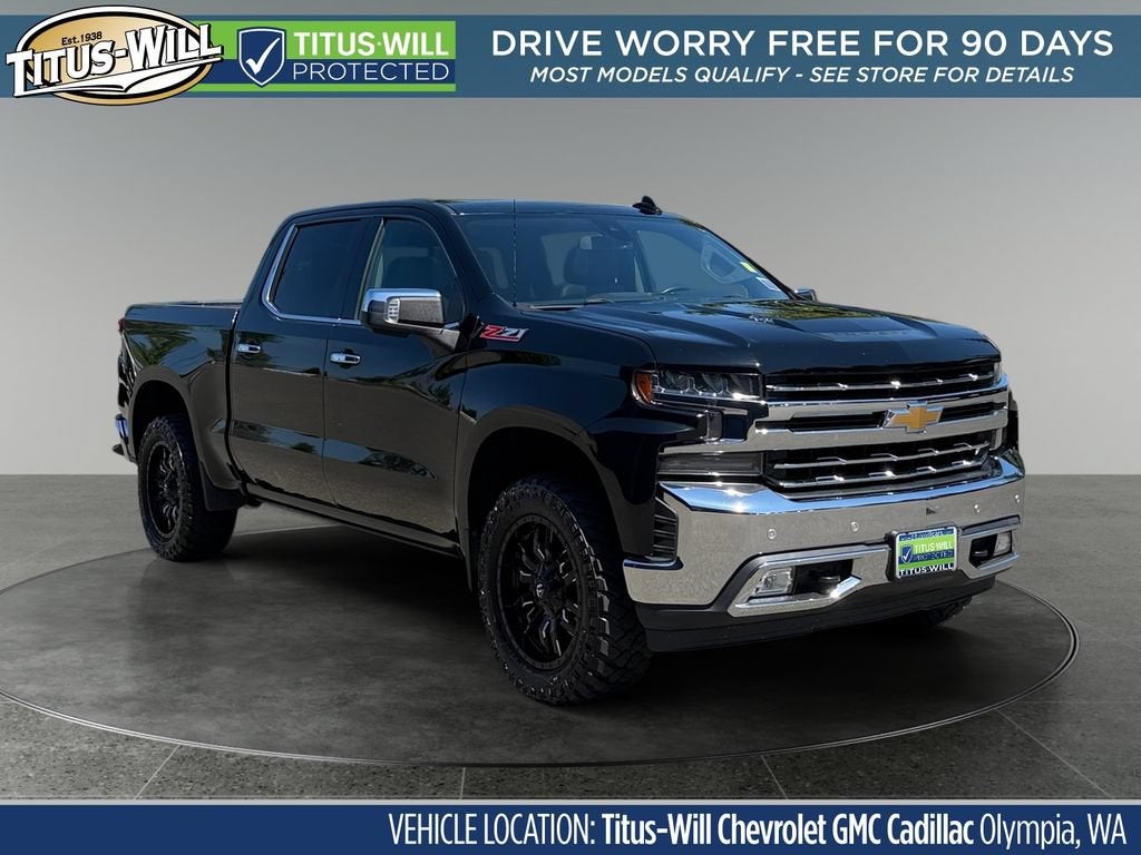 2019 Chevrolet Silverado 1500 LTZ in Black — front three-quarter view