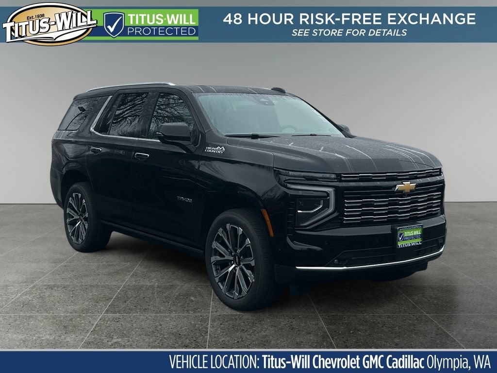 2026 Chevrolet Tahoe High Country in Black — front three-quarter view