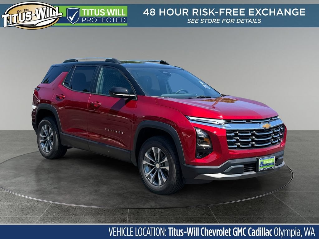 2026 Chevrolet Equinox LT in Radiant Red Tintcoat — front three-quarter view