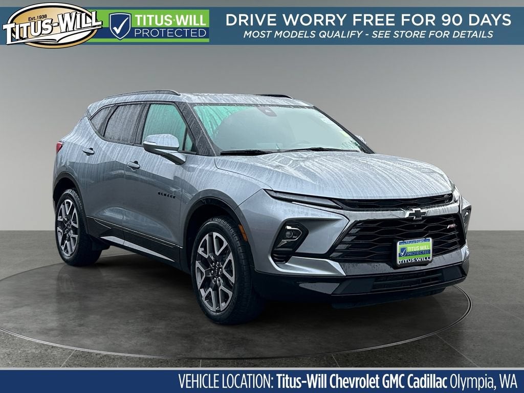 2025 Chevrolet Blazer RS in Sterling Gray Metallic — front three-quarter view