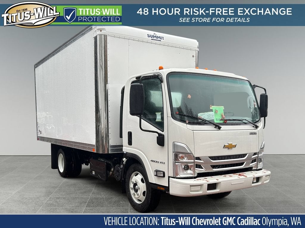 2024 Chevrolet Low Cab Forward 4500 XD Base in Arc White — front three-quarter view
