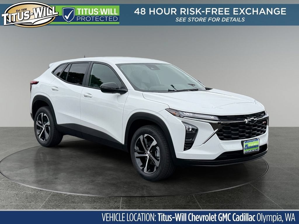 2026 Chevrolet Trax 1RS in Summit White — front three-quarter view